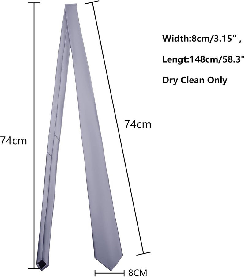 Murong Men's Ties Solid Color Pure Polyester Plain Fine Stripes Necktie Ties For Men - Image 5
